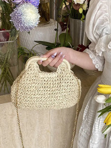 Sac � bandouli�re en paille tress�e pour femme Qo kolu