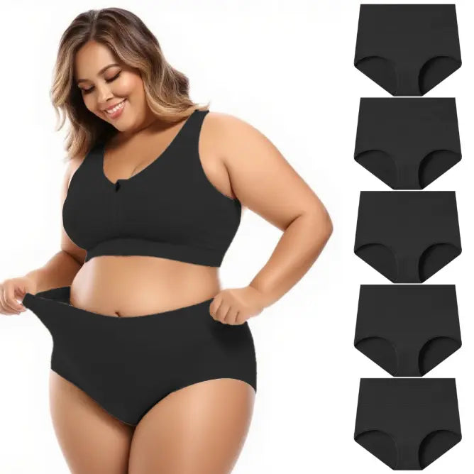 Pantalon int�rieur taille haute cintr� en pur coton pour femmes grandes tailles Qo kolu