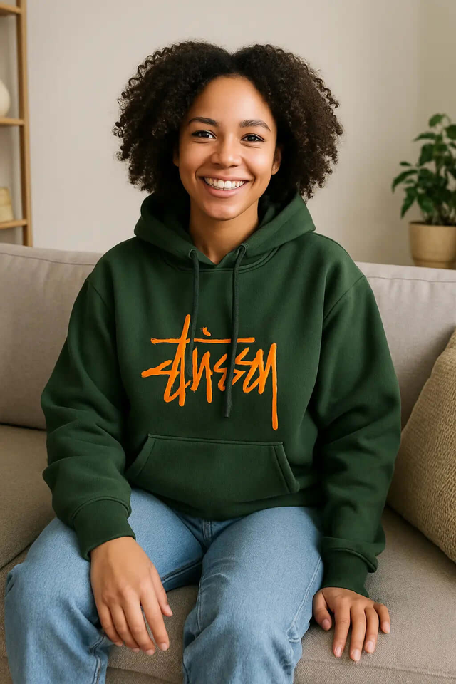 Sweat à capuche brodé double polaire pour hommes et femmes Qo kolu